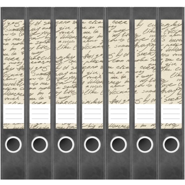 Etiketten für Ordner | Papier mit Handschrift | 7 Aufkleber für schmale Ordnerrücken | Selbstklebende Design Ordneretiketten Rückenschilder