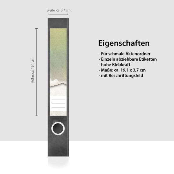Etiketten für Ordner | Gerissenes Papier | 7 Aufkleber für schmale Ordnerrücken | Selbstklebende Design Ordneretiketten Rückenschilder