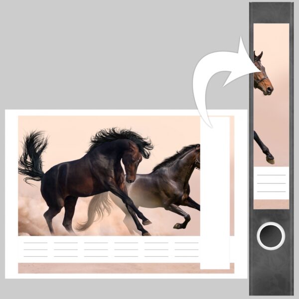 Etiketten für Ordner | Zwei Pferde | 7 Aufkleber für schmale Ordnerrücken | Selbstklebende Design Ordneretiketten Rückenschilder