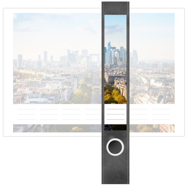 Etiketten für Ordner | Skyline mit Hochhäusern | 7 Aufkleber für schmale Ordnerrücken | Selbstklebende Design Ordneretiketten Rückenschilder