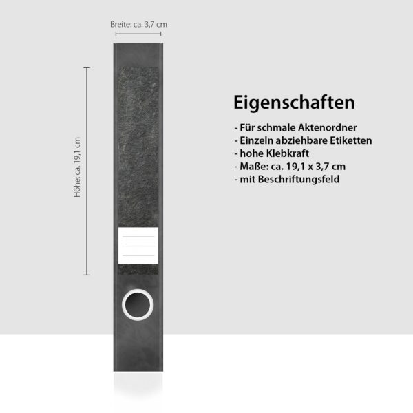 Etiketten für Ordner | Schiefer Stein | 7 Aufkleber für schmale Ordnerrücken | Selbstklebende Design Ordneretiketten Rückenschilder