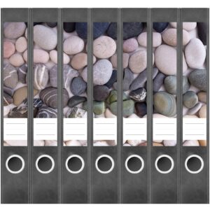 Etiketten für Ordner | Viele Steine 2 | 7 Aufkleber für schmale Ordnerrücken | Selbstklebende Design Ordneretiketten Rückenschilder