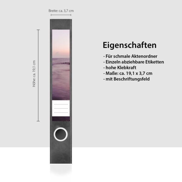 Etiketten für Ordner | Felsen Nebel | 7 Aufkleber für schmale Ordnerrücken | Selbstklebende Design Ordneretiketten Rückenschilder