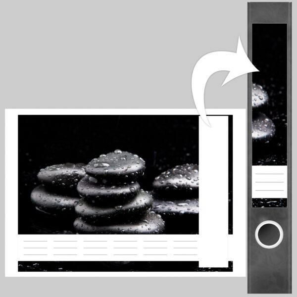 Etiketten für Ordner | schwarze Steine | 7 Aufkleber für schmale Ordnerrücken | Selbstklebende Design Ordneretiketten Rückenschilder