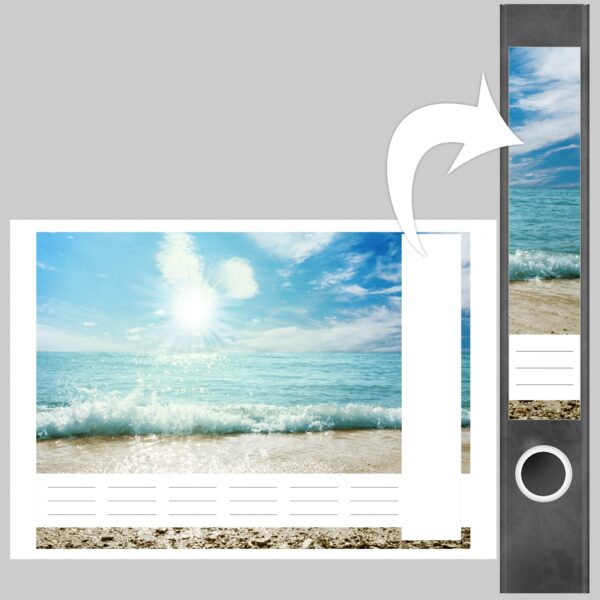 Etiketten für Ordner | Urlaub am Strand | 7 Aufkleber für schmale Ordnerrücken | Selbstklebende Design Ordneretiketten Rückenschilder