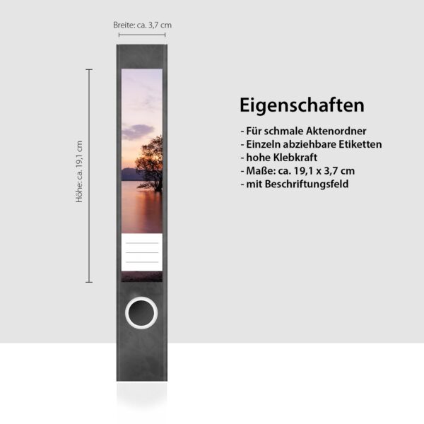 Etiketten für Ordner | Bäume im See | 7 Aufkleber für schmale Ordnerrücken | Selbstklebende Design Ordneretiketten Rückenschilder
