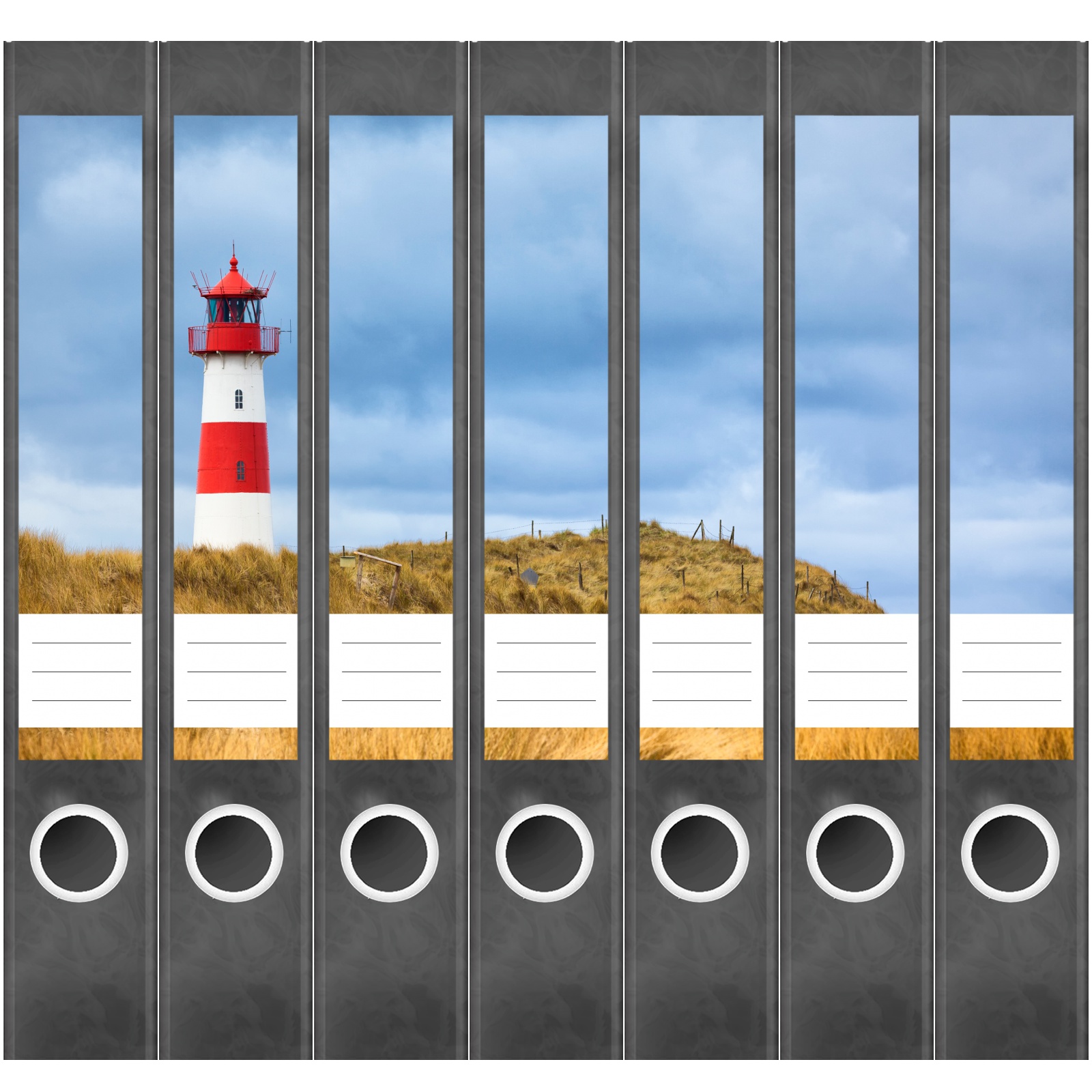 7 Aufkleber für schmale Ordnerrücken Etiketten für Ordner Leuchtturm Nordsee