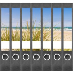 Etiketten für Ordner | Blick auf das Meer | 7 Aufkleber für schmale Ordnerrücken | Selbstklebende Design Ordneretiketten Rückenschilder