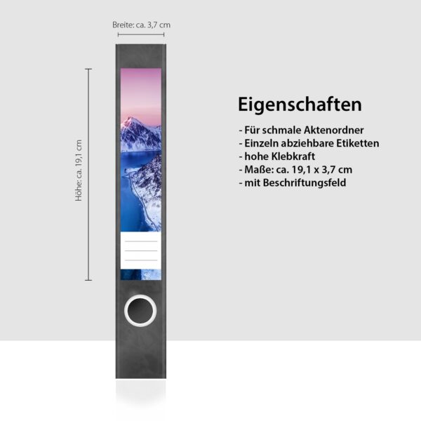 Etiketten für Ordner | Island | 7 Aufkleber für schmale Ordnerrücken | Selbstklebende Design Ordneretiketten Rückenschilder