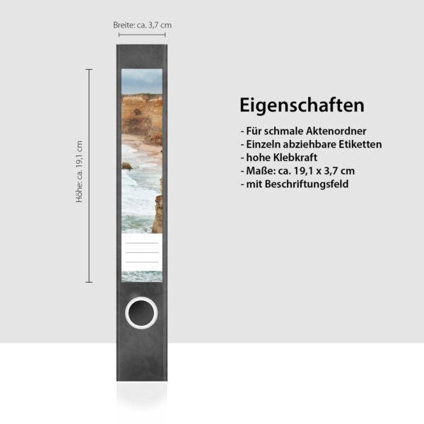 Etiketten für Ordner | Beeindruckendes Meer | 7 Aufkleber für schmale Ordnerrücken | Selbstklebende Design Ordneretiketten Rückenschilder