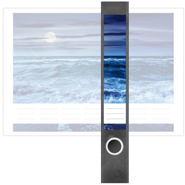 Etiketten für Ordner | Mond über dem Meer | 7 Aufkleber für schmale Ordnerrücken | Selbstklebende Design Ordneretiketten Rückenschilder