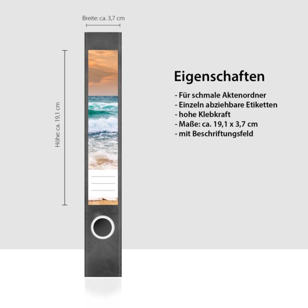 Etiketten für Ordner | Meer 2 | 7 Aufkleber für schmale Ordnerrücken | Selbstklebende Design Ordneretiketten Rückenschilder