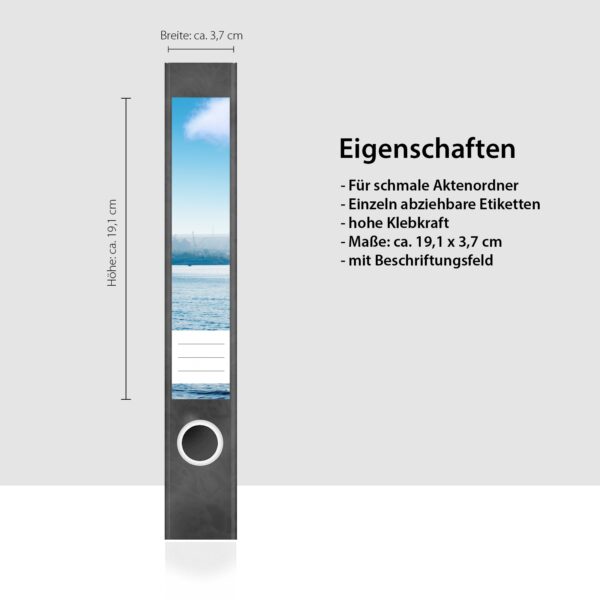 Etiketten für Ordner | Dreimaster | 7 Aufkleber für schmale Ordnerrücken | Selbstklebende Design Ordneretiketten Rückenschilder
