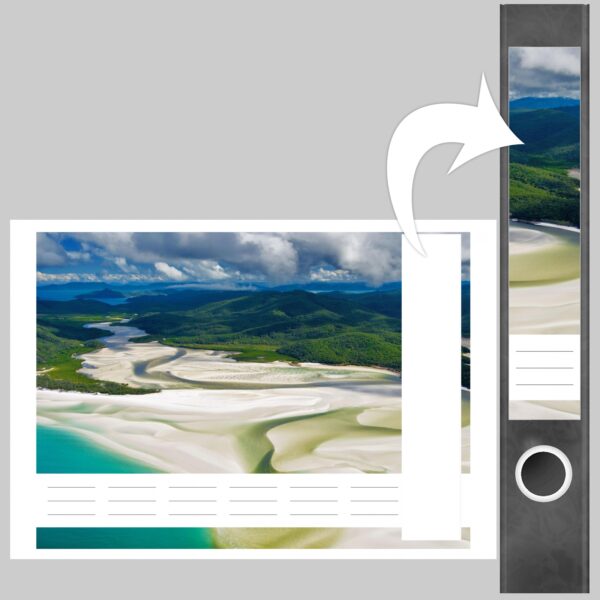 Etiketten für Ordner | Insel im Meer | 7 Aufkleber für schmale Ordnerrücken | Selbstklebende Design Ordneretiketten Rückenschilder