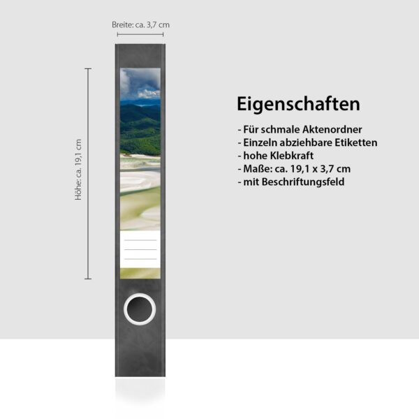 Etiketten für Ordner | Insel im Meer | 7 Aufkleber für schmale Ordnerrücken | Selbstklebende Design Ordneretiketten Rückenschilder