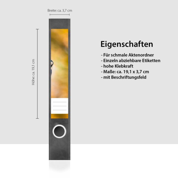 Etiketten für Ordner | Vogel am Baum | 7 Aufkleber für schmale Ordnerrücken | Selbstklebende Design Ordneretiketten Rückenschilder