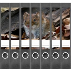 Etiketten für Ordner | Maus | 7 Aufkleber für schmale Ordnerrücken | Selbstklebende Design Ordneretiketten Rückenschilder