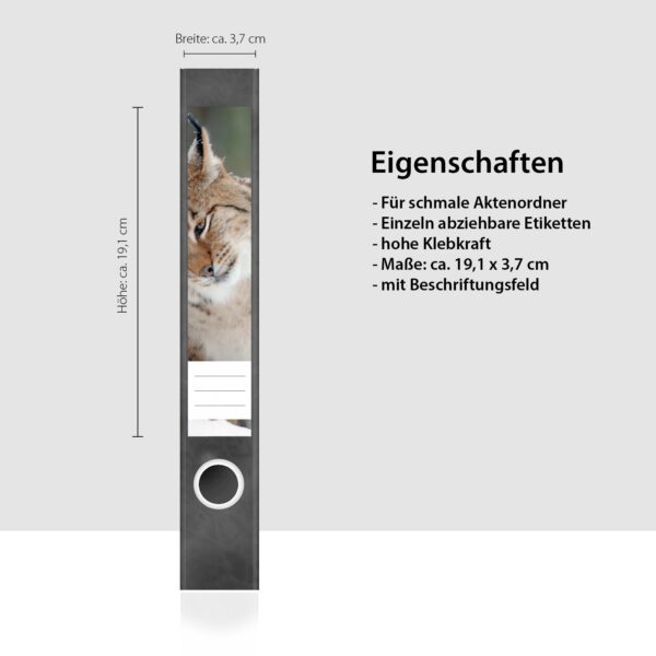 Etiketten für Ordner | Luchs | 7 Aufkleber für schmale Ordnerrücken | Selbstklebende Design Ordneretiketten Rückenschilder