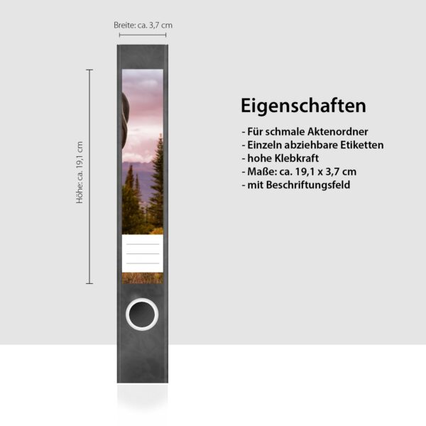 Etiketten für Ordner | Elch mit Geweih | 7 Aufkleber für schmale Ordnerrücken | Selbstklebende Design Ordneretiketten Rückenschilder