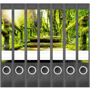 Etiketten für Ordner | Mystische Treppe | 7 Aufkleber für schmale Ordnerrücken | Selbstklebende Design Ordneretiketten Rückenschilder