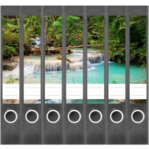 Etiketten für Ordner | Oase im Wald | 7 Aufkleber für schmale Ordnerrücken | Selbstklebende Design Ordneretiketten Rückenschilder