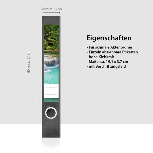 Etiketten für Ordner | Oase im Wald | 7 Aufkleber für schmale Ordnerrücken | Selbstklebende Design Ordneretiketten Rückenschilder