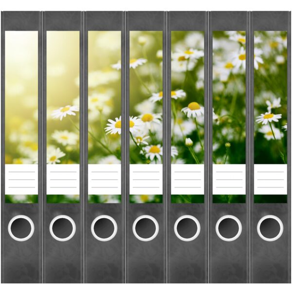 Etiketten für Ordner | Gänseblümchen | 7 Aufkleber für schmale Ordnerrücken | Selbstklebende Design Ordneretiketten Rückenschilder