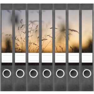 Etiketten für Ordner | Sommerabend | 7 Aufkleber für schmale Ordnerrücken | Selbstklebende Design Ordneretiketten Rückenschilder