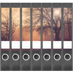 Etiketten für Ordner | Kahle Bäume | 7 Aufkleber für schmale Ordnerrücken | Selbstklebende Design Ordneretiketten Rückenschilder