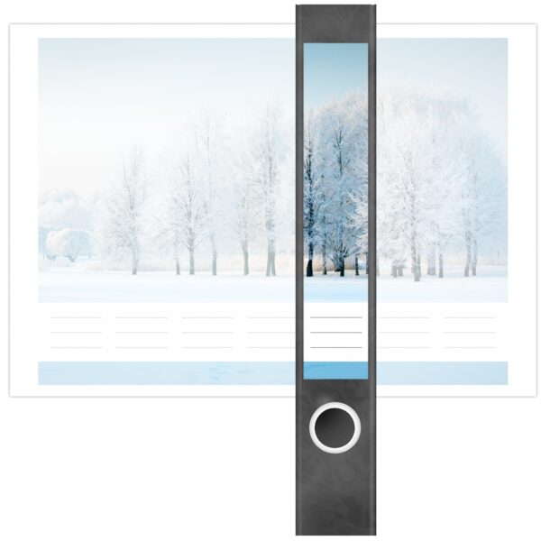 Etiketten für Ordner | Bäume im Winter mit Schnee | 7 Aufkleber für schmale Ordnerrücken | Selbstklebende Design Ordneretiketten Rückenschilder