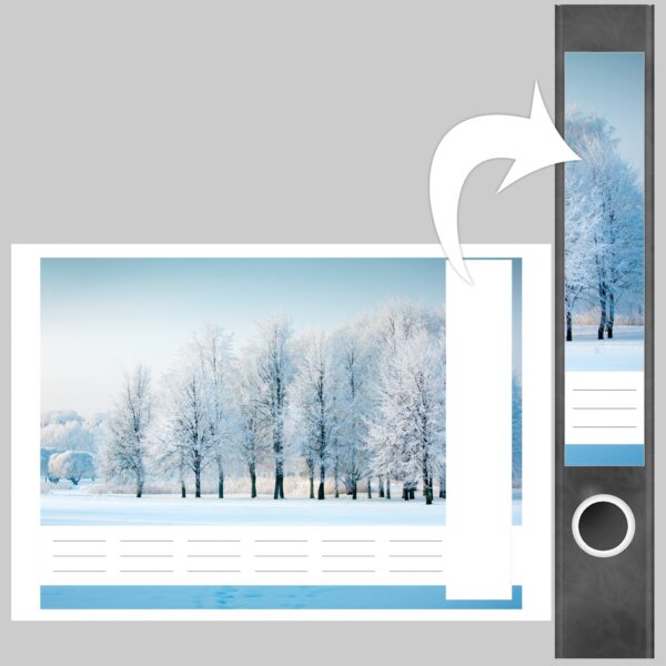 Etiketten für Ordner | Bäume im Winter mit Schnee | 7 Aufkleber für schmale Ordnerrücken | Selbstklebende Design Ordneretiketten Rückenschilder