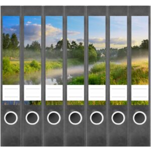 Etiketten für Ordner | Moor im Wald | 7 Aufkleber für schmale Ordnerrücken | Selbstklebende Design Ordneretiketten Rückenschilder