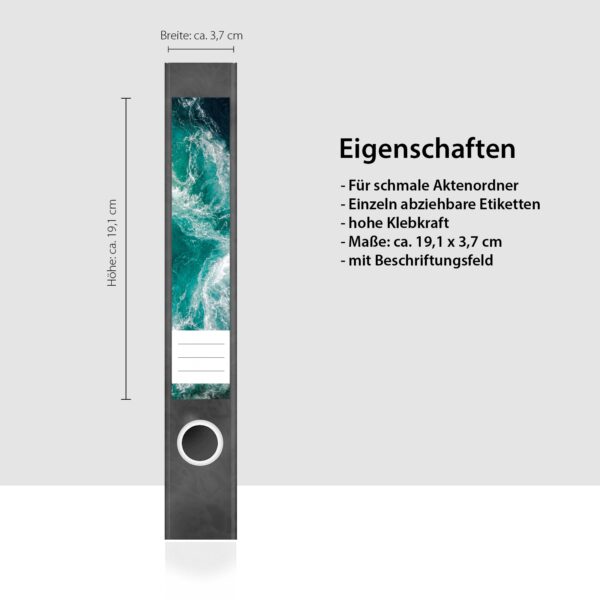 Etiketten für Ordner | Ozean von oben | 7 Aufkleber für schmale Ordnerrücken | Selbstklebende Design Ordneretiketten Rückenschilder