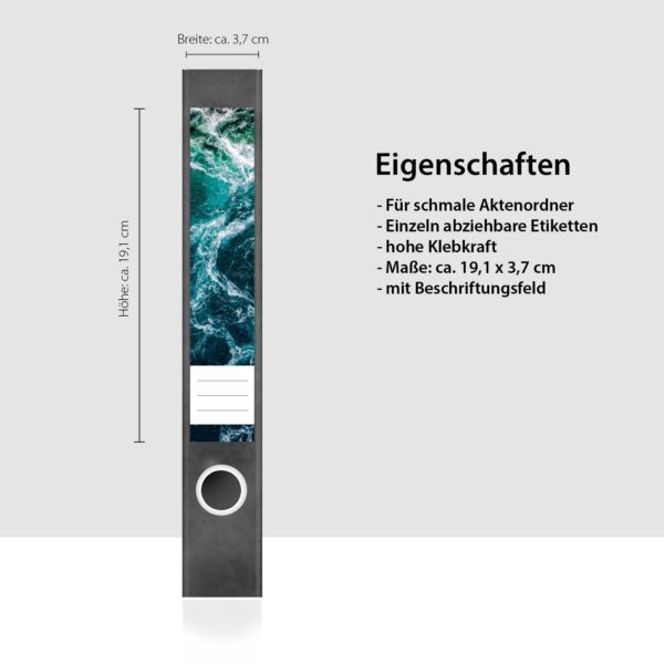 Etiketten für Ordner | Ozean von oben 4 | 7 Aufkleber für schmale Ordnerrücken | Selbstklebende Design Ordneretiketten Rückenschilder