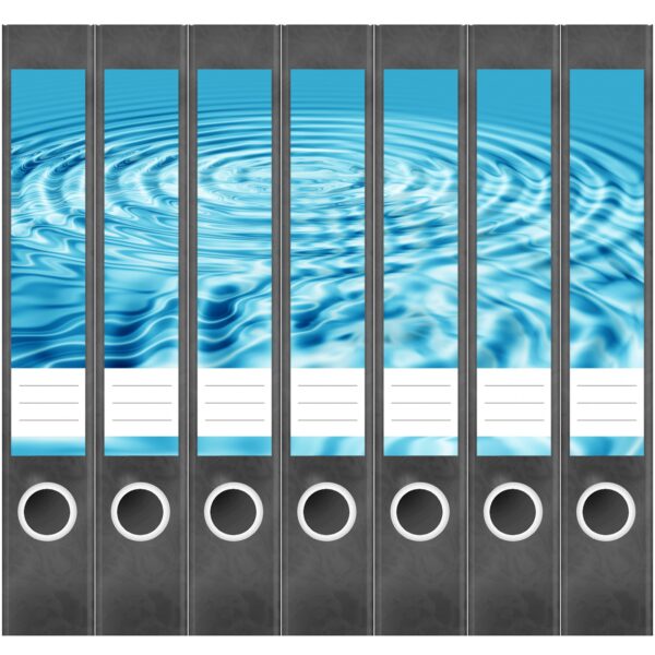 Etiketten für Ordner | Wellen im Wasser | 7 Aufkleber für schmale Ordnerrücken | Selbstklebende Design Ordneretiketten Rückenschilder