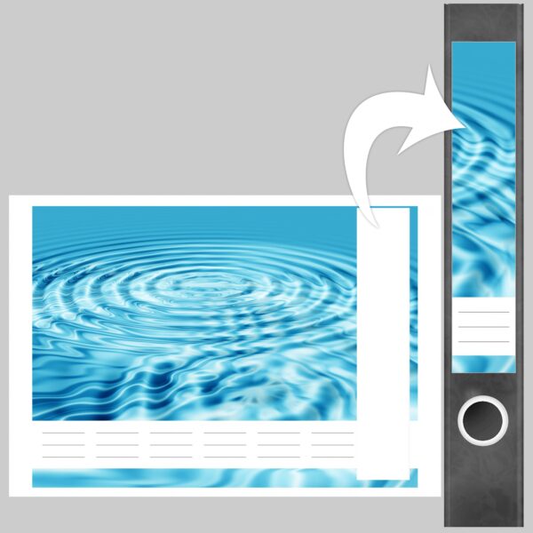 Etiketten für Ordner | Wellen im Wasser | 7 Aufkleber für schmale Ordnerrücken | Selbstklebende Design Ordneretiketten Rückenschilder