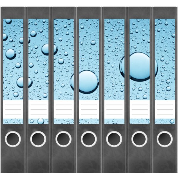 Etiketten für Ordner | Wasser auf Glas | 7 Aufkleber für schmale Ordnerrücken | Selbstklebende Design Ordneretiketten Rückenschilder
