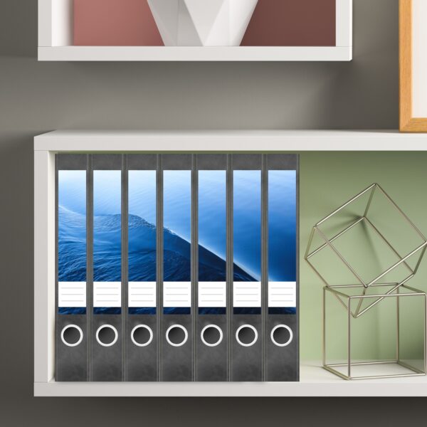 Etiketten für Ordner | Welle im Ozean | 7 Aufkleber für schmale Ordnerrücken | Selbstklebende Design Ordneretiketten Rückenschilder