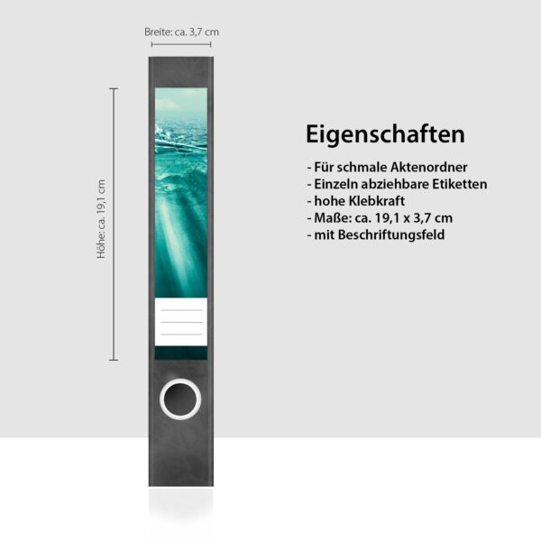 Etiketten für Ordner | Wasserwelt | 7 Aufkleber für schmale Ordnerrücken | Selbstklebende Design Ordneretiketten Rückenschilder