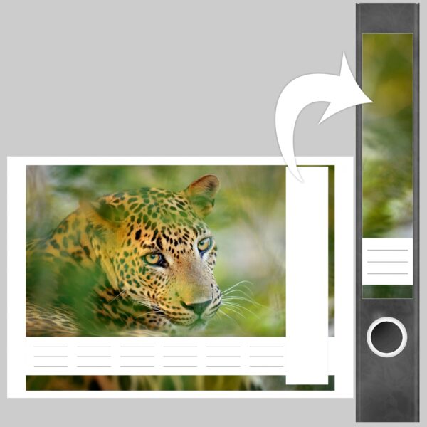 Etiketten für Ordner | Leopard | 7 Aufkleber für schmale Ordnerrücken | Selbstklebende Design Ordneretiketten Rückenschilder