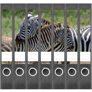 Etiketten für Ordner | 2 Zebras | 7 Aufkleber für schmale Ordnerrücken | Selbstklebende Design Ordneretiketten Rückenschilder