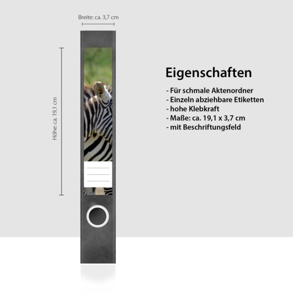 Etiketten für Ordner | 2 Zebras | 7 Aufkleber für schmale Ordnerrücken | Selbstklebende Design Ordneretiketten Rückenschilder