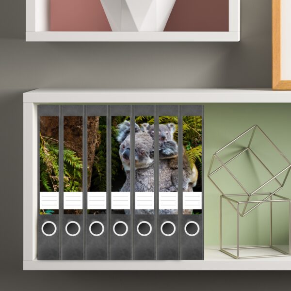 Etiketten für Ordner | Koala Bären | 7 Aufkleber für schmale Ordnerrücken | Selbstklebende Design Ordneretiketten Rückenschilder