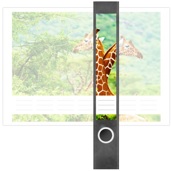 Etiketten für Ordner | 2 Giraffen im Wald | 7 Aufkleber für schmale Ordnerrücken | Selbstklebende Design Ordneretiketten Rückenschilder