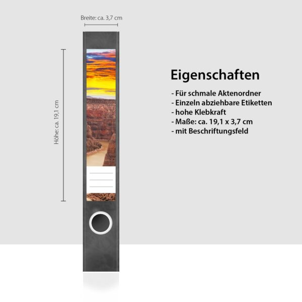 Etiketten für Ordner | Magische Wüste | 7 Aufkleber für schmale Ordnerrücken | Selbstklebende Design Ordneretiketten Rückenschilder