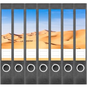 Etiketten für Ordner | Wüste 4 | 7 Aufkleber für schmale Ordnerrücken | Selbstklebende Design Ordneretiketten Rückenschilder