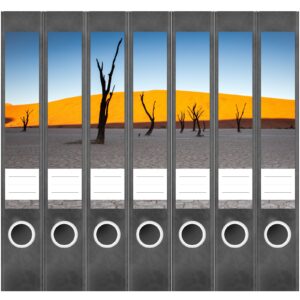 Etiketten für Ordner | Wüste Afrika | 7 Aufkleber für schmale Ordnerrücken | Selbstklebende Design Ordneretiketten Rückenschilder