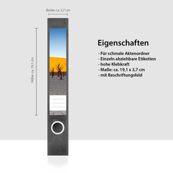 Etiketten für Ordner | Wüste Afrika | 7 Aufkleber für schmale Ordnerrücken | Selbstklebende Design Ordneretiketten Rückenschilder