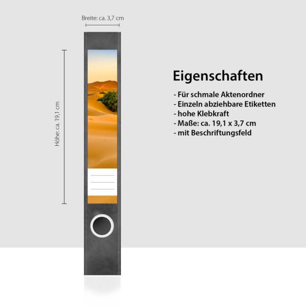 Etiketten für Ordner | Oase in der Wüste | 7 Aufkleber für schmale Ordnerrücken | Selbstklebende Design Ordneretiketten Rückenschilder