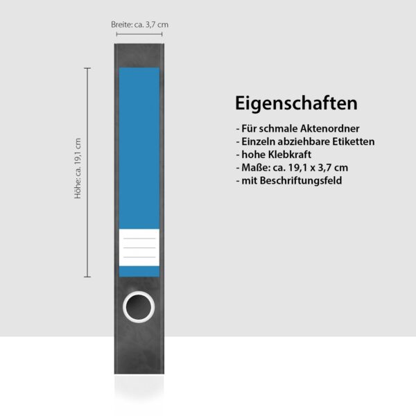 Etiketten für Ordner | Blau 3 | 7 Aufkleber für schmale Ordnerrücken | Selbstklebende Design Ordneretiketten Rückenschilder